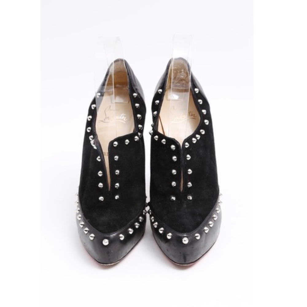 💯 CHRISTIAN LOUBOUTIN Calfskin Suede Studded Astraqueen 120 Ankle Boots